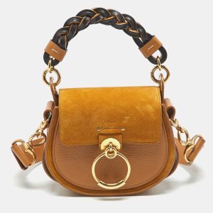 Chlo&eacute; Brown/Tan Leather and Suede Small Tess Crossbody Bag, Handbags - Luxury Closet catalog