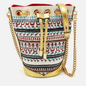 Christian Louboutin Multicolor Embroidered Canvas Loubiphone Bucket Bag, Handbags - Luxury Closet catalog