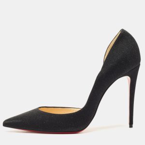Christian Louboutin Black Metallic Fabric Pointed Toe Iriza D'orsay Pumps Size 39.5, Pumps - Luxury Closet catalog