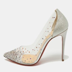 Christian Louboutin Silver Glitter and PVC Degrastrass Pumps Size 38, Pumps - Luxury Closet catalog