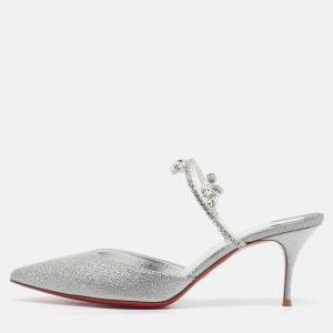 Christian Louboutin Silver Glitter Planet Queen Mules Size 39.5, Sandals - Luxury Closet catalog
