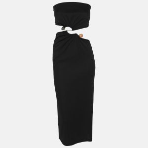 Christopher Esber Black Knit Distort Strapless Cutout Midi Dress M, Dresses - Luxury Closet