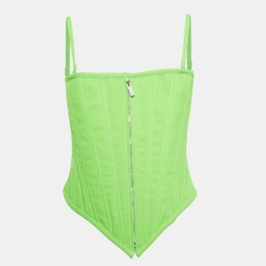Christopher John Rogers Green Wool Sleeveless Crop Top S, Shirts & Tops - Luxury Closet