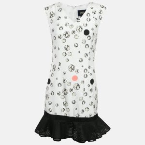 Class by Roberto Cavalli White Printed Crepe Tulle Ruffle Hem Detail Mini Dress M, Dresses - Luxury Closet catalog