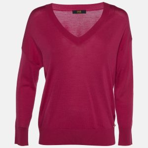 Class by Roberto Cavalli Pink Wool V-Neck Sweater M, Sweaters & Cardigans - Luxury Closet catalog