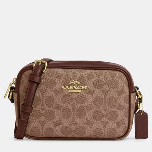 Coach Mini jamie Brown Signature Canvas Camera Bag, Shoulder Bags - Luxury Closet