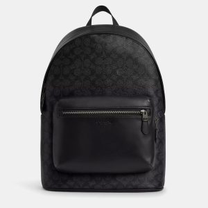 Coach West signature canvas Gunmetal Charcoal Black Backpack, Backpacks - Luxury Closet catalog