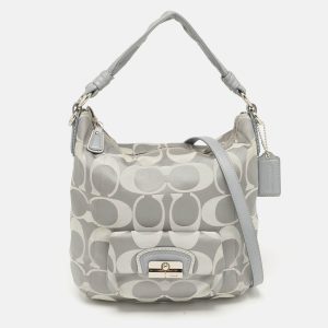 Coach Grey Signature Fabric and Leather Kristin Hobo, Shoulder Bags - Luxury Closet catalog