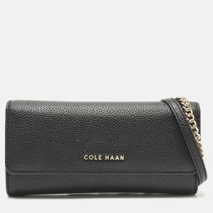 Cole Haan Black Leather Grand Series Wallet On Chain, Wallets & Money Clips - Luxury Closet