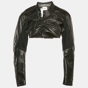 Coperni Black Faux Leather Cut-Out Cropped Biker Jacket S, Coats & Jackets - Luxury Closet catalog