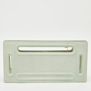 Cult Gaia Mint Green Lizard Embossed Leather Elora Clutch, Clutches & Special Occasion Bags - Luxury Closet catalog