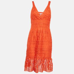 Diane Von Furstenberg Orange Tiana Guipure Midi Dress M, Dresses - Luxury Closet