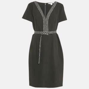Diane Von Furstenberg Black Contrast Trim Crepe Belted Maisie Dress M, Dresses - Luxury Closet catalog