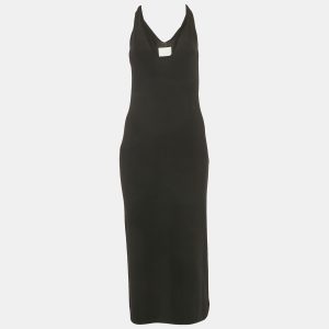 Dion Lee Black Jersey V-Neck Twist Shoulder Detail Midi Dress M, Dresses - Luxury Closet