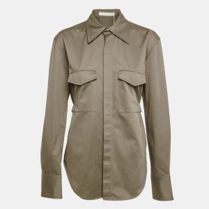Dion Lee Ash Green Cotton Belted Utility Shirt  S, Shirts & Tops - Luxury Closet