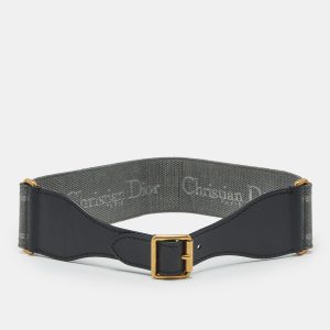 Dior Grey/Black Embroidered Canvas and Leather Waist Belt 75 CM, Belt Buckles - Luxury Closet catalog
