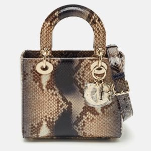 Dior Brown Python Small Lady Dior Tote, Tote Handbags - Luxury Closet