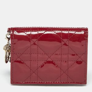 Dior Red Patent Leather Lady Dior Bloom Card Holder, Wallets & Money Clips - Luxury Closet catalog