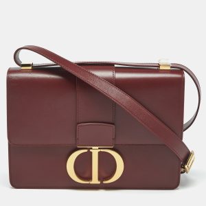 Dior Burgundy Leather 30 Montaigne Shoulder Bag, Shoulder Bags - Luxury Closet