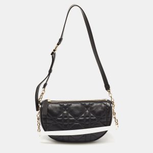 Dior Black Cannage Leather Small Vibe Hobo, Shoulder Bags - Luxury Closet