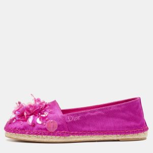 Dior Pink Canvas Embellished Espadrille Flats Size 36, Flats - Luxury Closet catalog