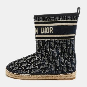 Dior Navy Blue Velvet and Canvas Granville Snow Boots Size 37, Boots - Luxury Closet