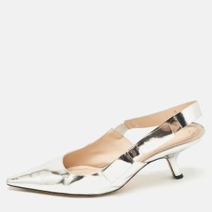 Dior Silver Leather Sweet-D Slingback Pumps Size 40.5, Pumps - Luxury Closet catalog
