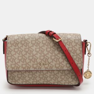 Dkny Beige/Red Signature Coated Canvas and Leather Crossbody Bag, Handbags - Luxury Closet catalog