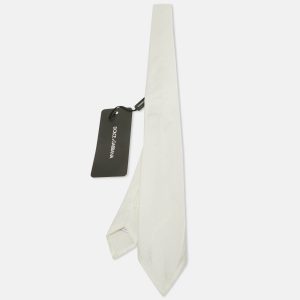 Dolce & Gabbana White Satin Slim Tie, Apparel & Accessories - Luxury Closet