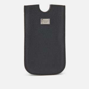 Dolce & Gabbana Black Leather SIII Smartphone Case, Mobile Phone Cases - Luxury Closet
