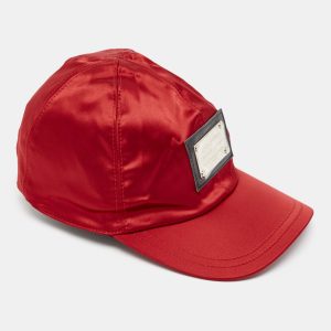 Dolce & Gabbana Vintage Red Satin Logo Patch Cap Size 57, Luggage Accessories - Luxury Closet