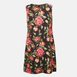 Dolce & Gabbana Black Floral Print Jacquard Mini Dress S, Dresses - Luxury Closet