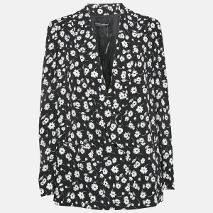 Dolce & Gabbana Black Floral Print Crepe Blazer M, Coats & Jackets - Luxury Closet