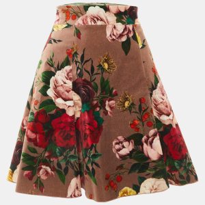 Dolce & Gabbana Mauve Floral Print Velvet Mini Skirt S, Skirts - Luxury Closet catalog