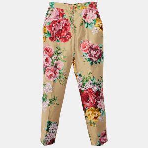 Dolce & Gabbana Beige Floral Jacquard Tailored Pants S, Clothing - Luxury Closet catalog