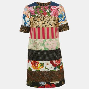 Dolce & Gabbana Multicolor Jacquard Panelled Mini Dress S, Dresses - Luxury Closet