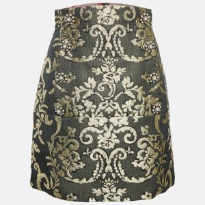 Dolce & Gabbana Black/Gold Floral Brocade Mini Skirt S, Skirts - Luxury Closet catalog
