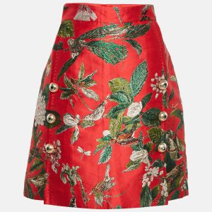 Dolce & Gabbana Red Floral Brocade Mini Skirt L, Skirts - Luxury Closet catalog