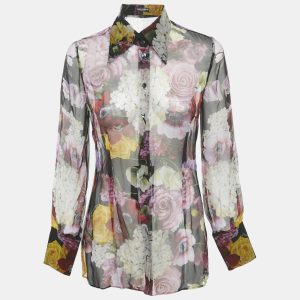 Dolce & Gabbana Multicolor Floral Print Silk Sheer Shirt M, Shirts & Tops - Luxury Closet catalog