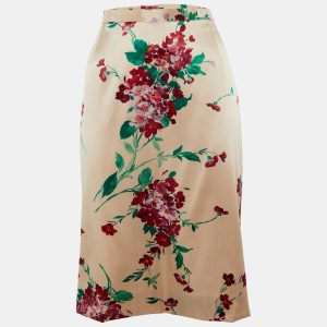 Dolce & Gabbana Pink Floral Printed Silk Satin Midi Skirt L, Skirts - Luxury Closet catalog