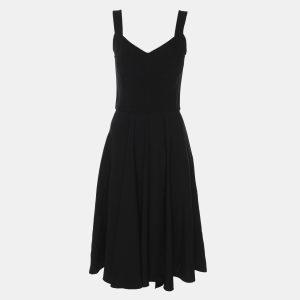 Dolce & Gabbana Black Crepe Shoulder Strap Midi Dress S, Dresses - Luxury Closet