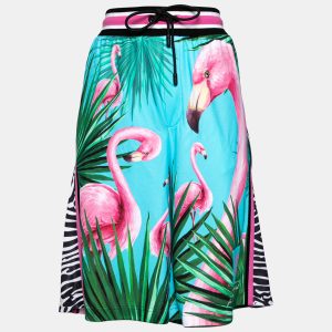 Dolce & Gabbana Blue Flamingo Printed Jersey Shorts XL, Shorts - Luxury Closet