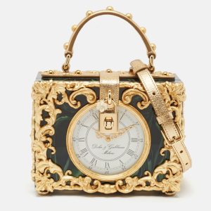 Dolce & Gabbana Gold/Green Acrylic and Leather Orologio Barocco Dolce Box Bag, Satchels - Luxury Closet catalog