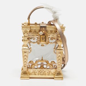 Dolce & Gabbana Gold Wood Acrylic Baroque Box Top Handle Bag, Satchels - Luxury Closet catalog
