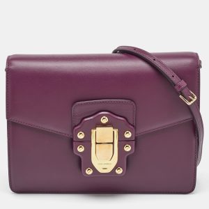 Dolce & Gabbana Burgundy Leather Lucia Shoulder Bag, Shoulder Bags - Luxury Closet