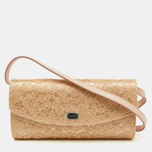 Dolce & Gabbana Beige Lace and Satin Sicily Flap Clutch, Clutches & Special Occasion Bags - Luxury Closet catalog
