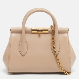 Dolce & Gabbana Beige Leather Mini Marlene Tote, Tote Handbags - Luxury Closet
