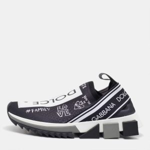 Dolce & Gabbana White/Black Knit Fabric Sorrento Slip On Sneakers Size 36.5, Athletic Shoes & Sneakers - Luxury Closet catalog