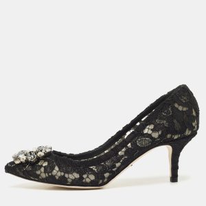 Dolce & Gabbana Black Lace and Mesh Bellucci Pumps Size 36, Pumps - Luxury Closet catalog