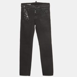 Dsquared2 Black Paint Splash Denim Straight-Leg Jeans M Waist 29'', Jeans - Luxury Closet